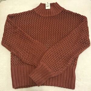 Express Open Knit Sweater Brown Rust